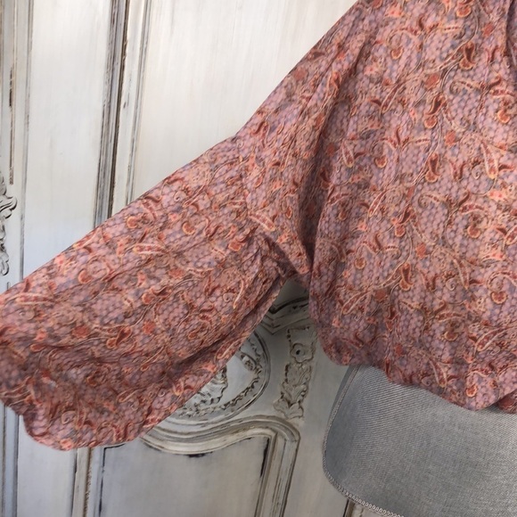 Kourt Fully Lined Soft Colors Full Gathered Peasant Sleeves Blouson Button Down - Picture 2 of 12